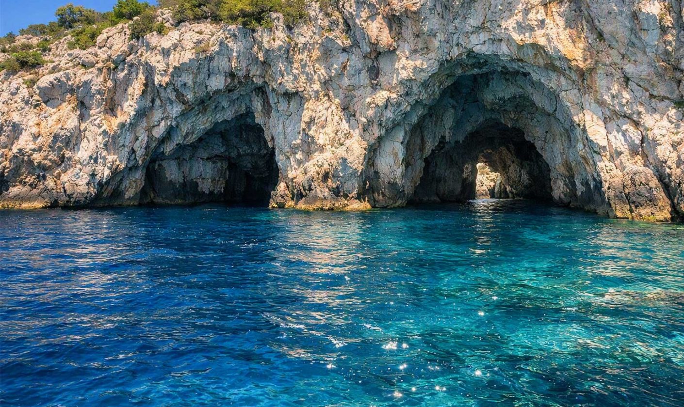 Blue Caves Paleokastritsa, What They Are and How to Visit by Boat sea scape corfu